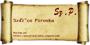 Szőcs Piroska névjegykártya